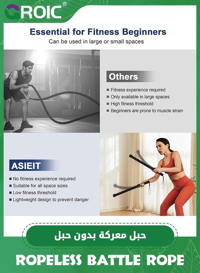 GROIC 2 Pcs Ropeless Battle Ropes for Home Gym,Battle Rope for Fitness Beginners, Exercise Ropes,Portable Workout Ropes for Working Out,Durable Exercise Ropes for Home Workout - Image 2