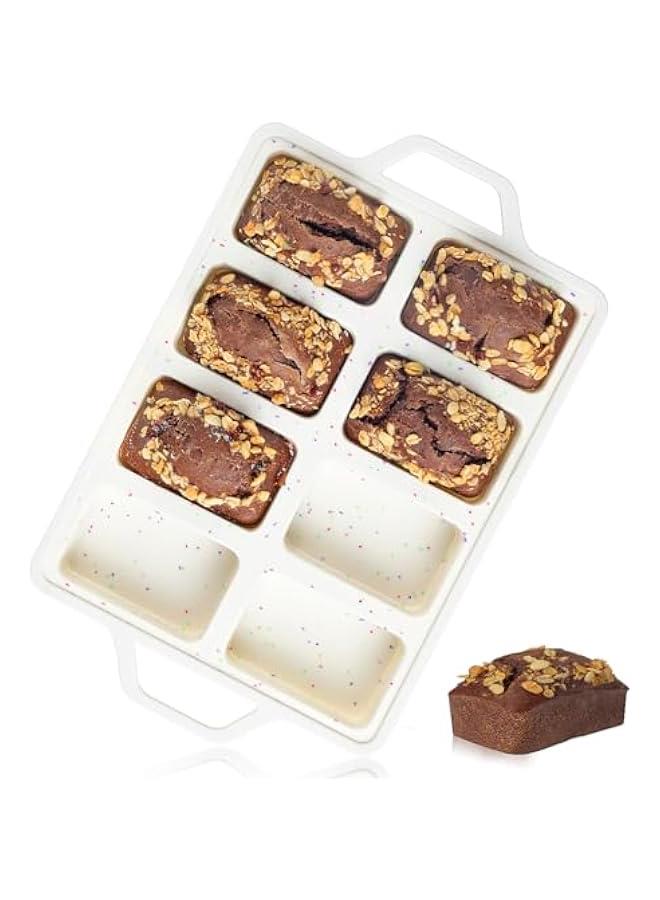 Mini Loaf Pan, Metal Reinforced Silicone Nonstick 8 Cavity Loaf Pans for Baking Bread, Meatloaf, Brownies, er - Image 1