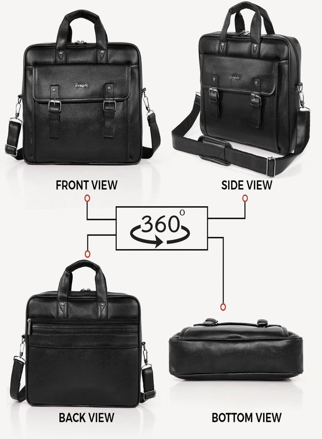 Hard Craft Vegan Leather Office Laptop Messenger and Shoulder Side Sling Hand Bag For Men Corporate Executive Briefcase Bag For Man Supports Laptop Upto 15.6 inches (Black) - Image 4
