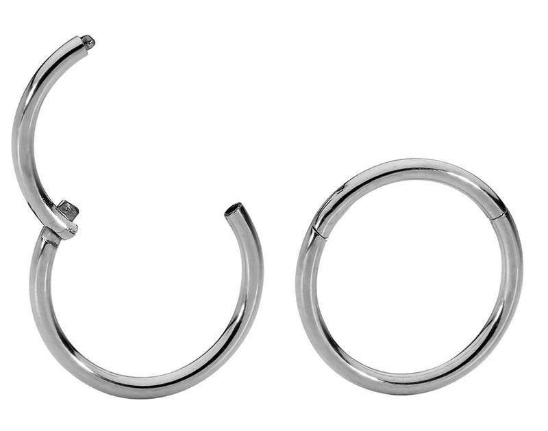 365 SLEEPERS 2PCS Titanium Implant Grade 16G 6mm - 16mm Hinged Hoop Segment Septum Cartilage Helix Tragus Nose Lip Ear Ring Sleeper Earrings (10mm) - Image 1