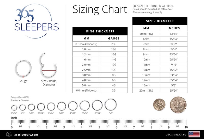 365 SLEEPERS 2PCS Titanium Implant Grade 16G 6mm - 16mm Hinged Hoop Segment Septum Cartilage Helix Tragus Nose Lip Ear Ring Sleeper Earrings (10mm) - Image 4