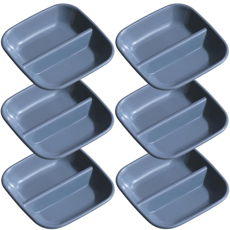 P-PLUS INTERNATIONAL Wheat Straw Divided Bowl Set Condiment Server for Ketchup, Vinegar,BBQ and Party Dinner Mini White Sectional Dish Dipping Sauce Bowls Small Serving Dish (9cm, Grey, Set of 6) - Image 1