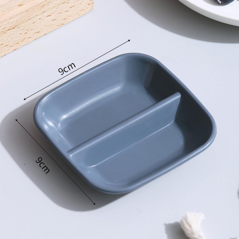 P-PLUS INTERNATIONAL Wheat Straw Divided Bowl Set Condiment Server for Ketchup, Vinegar,BBQ and Party Dinner Mini White Sectional Dish Dipping Sauce Bowls Small Serving Dish (9cm, Grey, Set of 6) - Image 2