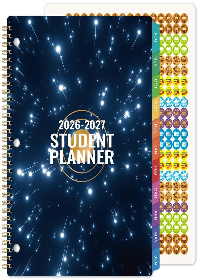 Coboll Student Planner 2026-2027 - August 2026 - June 2027, Weekly & Monthly planner for Students 11"x 8.3", Flexible Cover, Strong Golden Binding, Printed Tabs, with Stickers - Image 1