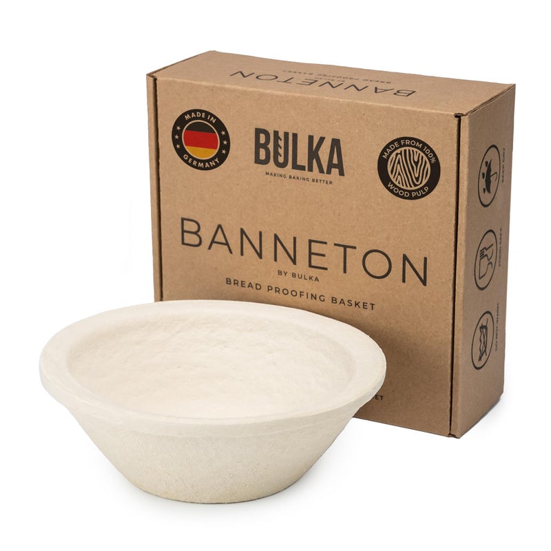 Bulka Small Round 8" 500g Plane Banneton Bread Proofing Basket Pressed Wood Pulp, Sourdough Proofing Basket - Non-Stick Brotform Sourdough Bread Baking Supplies, Made in Germany. - Image 1