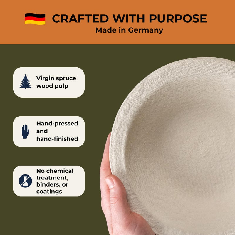 Bulka Small Round 8" 500g Plane Banneton Bread Proofing Basket Pressed Wood Pulp, Sourdough Proofing Basket - Non-Stick Brotform Sourdough Bread Baking Supplies, Made in Germany. - Image 2