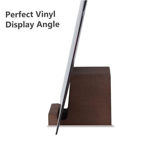 KAIU Premium Vinyl Record Stand - Showcase Your Now Playing Album Cover - Minimalistic & Elegant Holder Design- Compatible With All CDs & LPs - Vintage Brown - Image 3