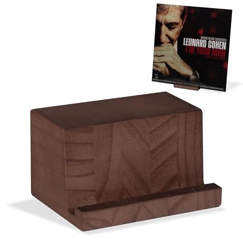 KAIU Premium Vinyl Record Stand - Showcase Your Now Playing Album Cover - Minimalistic & Elegant Holder Design- Compatible With All CDs & LPs - Vintage Brown - Image 1