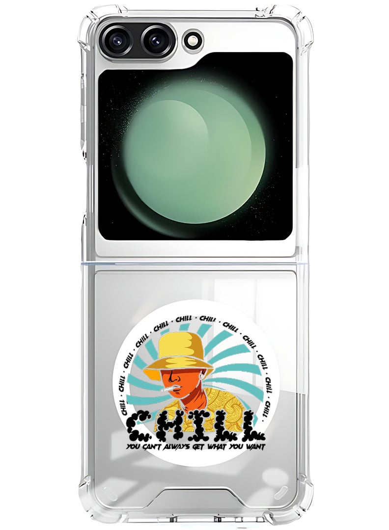 Theodor Magnetic Case for Samsung Galaxy Z Flip 5 Compatible with MagSafe Wireless Charging, Shockproof Phone Bumper Cover Cant always get what u want Black - Image 1