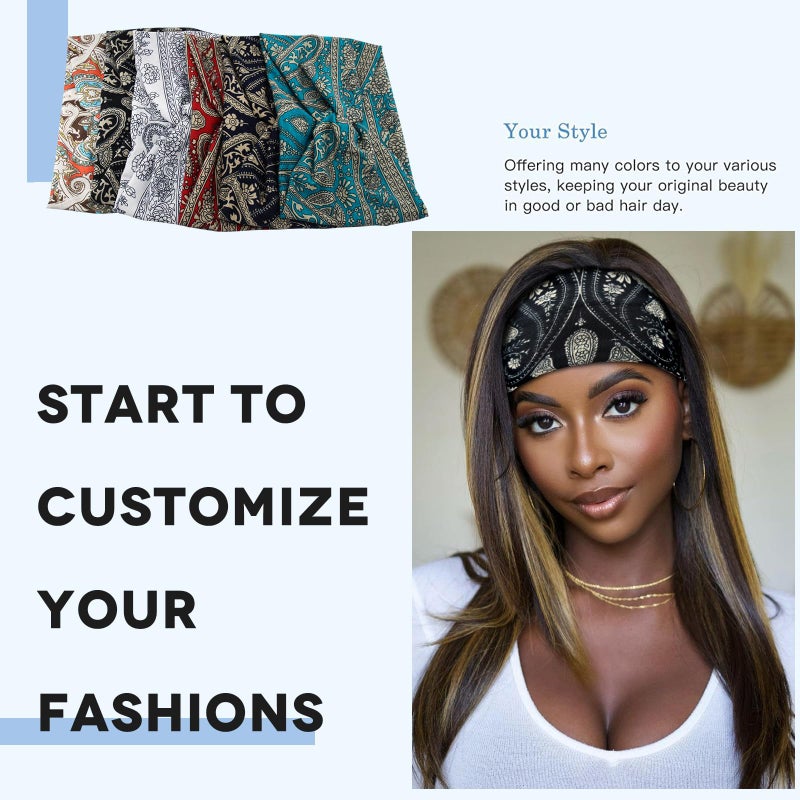 Carede Wide Headbands for Women Girls, Large Bandana Boho Headbands Workout Yoga Running Hair Bands for Women's Hair, Non Slip Sweat Head Bands,Pack of 6 - Image 5