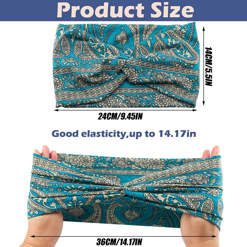 Carede Wide Headbands for Women Girls, Large Bandana Boho Headbands Workout Yoga Running Hair Bands for Women's Hair, Non Slip Sweat Head Bands,Pack of 6 - Image 2