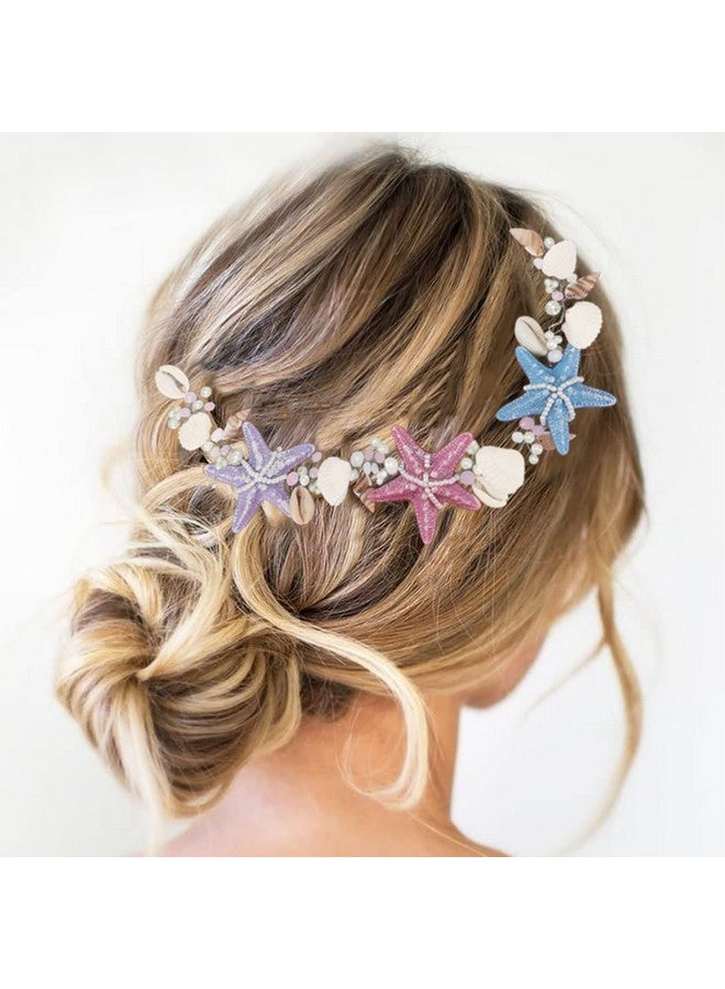 Brishow Rishow Beach Wedding Headband Starfish Hair Accessories Sea Shell Mermaid Headpiece Pearl Party Hair Vine For Women And Girls  - Image 2