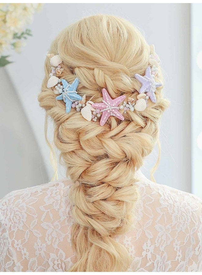 Brishow Rishow Beach Wedding Headband Starfish Hair Accessories Sea Shell Mermaid Headpiece Pearl Party Hair Vine For Women And Girls  - Image 4