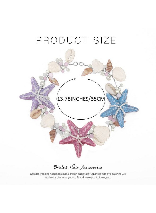 Brishow Rishow Beach Wedding Headband Starfish Hair Accessories Sea Shell Mermaid Headpiece Pearl Party Hair Vine For Women And Girls  - Image 5