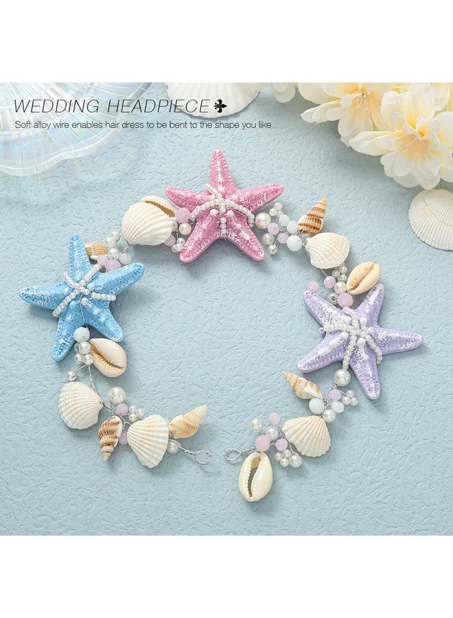 Brishow Rishow Beach Wedding Headband Starfish Hair Accessories Sea Shell Mermaid Headpiece Pearl Party Hair Vine For Women And Girls  - Image 3