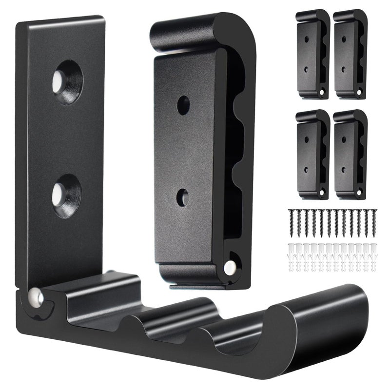 OHIYO 6 PCS Heavy Duty Folding Wall Hooks Sturdy Black Wall Mounted Hooks for Coats Towels Backpacks Bags Space Saving Wave Design for Living Room Bedroom Organization
