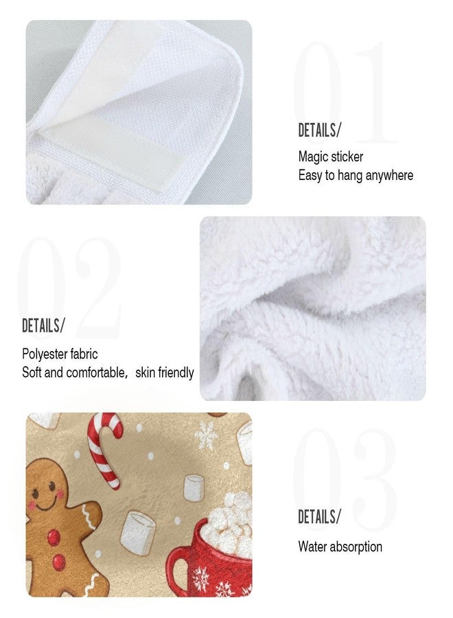 Aslsiy Christmas Gingerbread Man Hanging Kitchen Towels Set of 2 Winter Snowflakes Hand Tie Towels Cane Candy Fast Drying Dish Tea Towels for Tabletop Gym Home Decor - Image 5