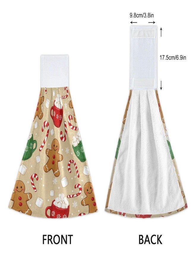 Aslsiy Christmas Gingerbread Man Hanging Kitchen Towels Set of 2 Winter Snowflakes Hand Tie Towels Cane Candy Fast Drying Dish Tea Towels for Tabletop Gym Home Decor - Image 4