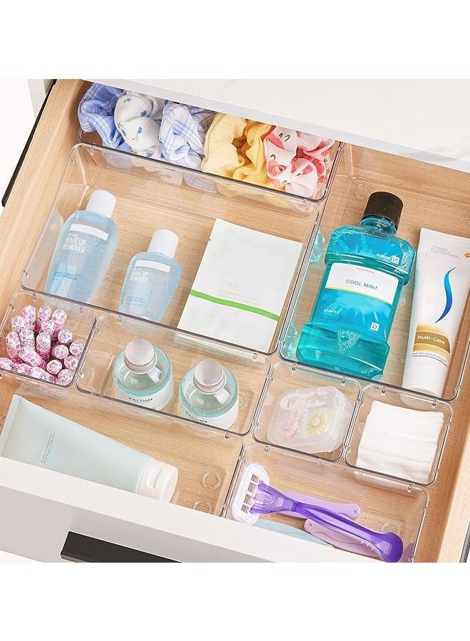 BOUND MOAT 25 Pack Desk Drawer Organisers 4 Size Plastic Drawer Storage Bins for Kitchen, Bathroom, Bedroom, Office, Utensils, Makeup, Jewelries, Gadgets - Image 4