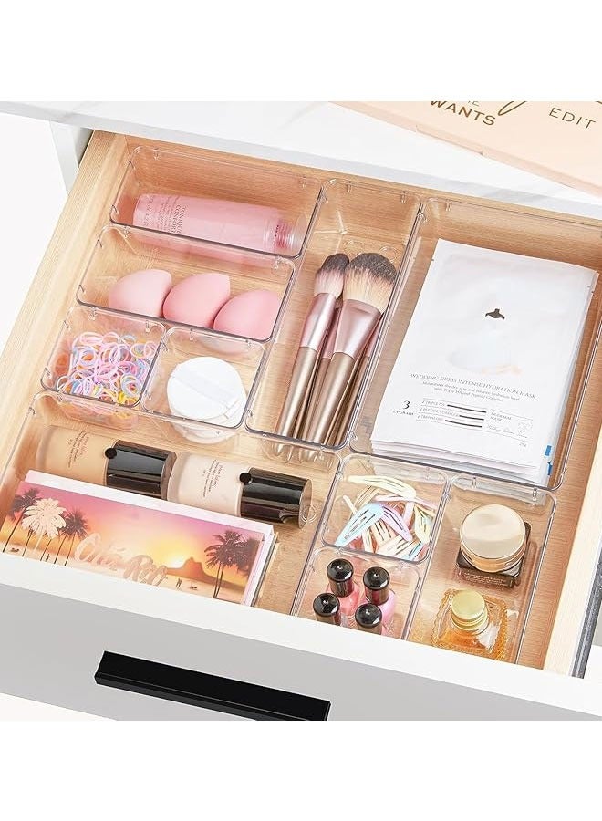 BOUND MOAT 25 Pack Desk Drawer Organisers 4 Size Plastic Drawer Storage Bins for Kitchen, Bathroom, Bedroom, Office, Utensils, Makeup, Jewelries, Gadgets - Image 3