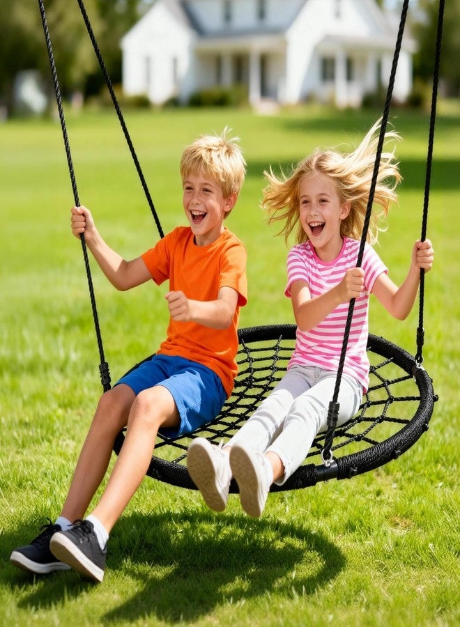 REZNOR أرجوحة ريزنور الدائرية الشبكية مع مقعد أرجوحة معلق بحبل شديد التحمل - Image 2