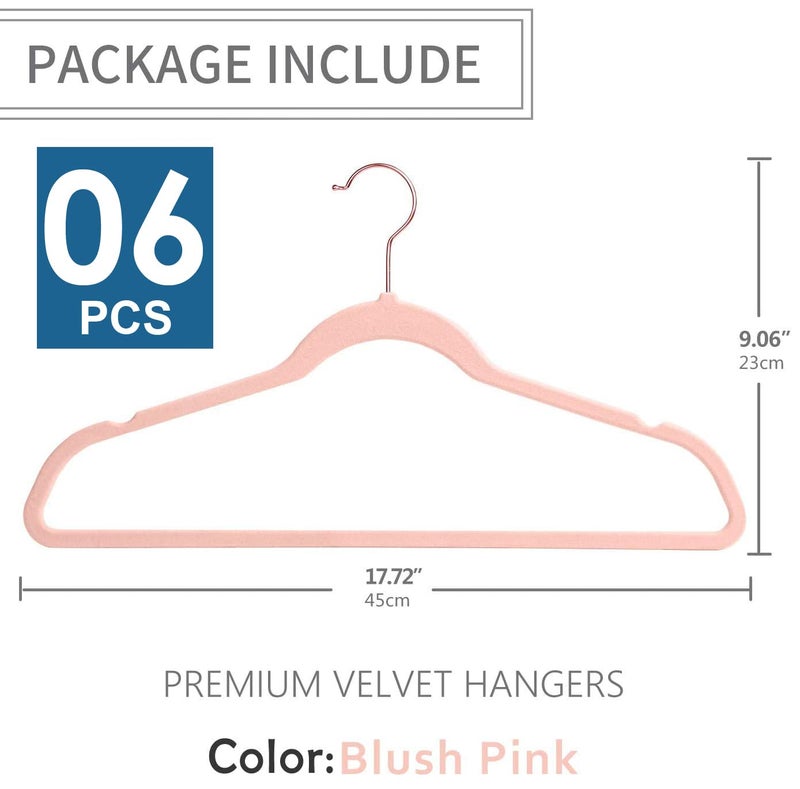 ZEPOLI - Velvet Hangers Non-Slip Velvet Hangers Premium Suit Hangers Ultra Thin Space Saving 360 Degree Swivel Hook Clothes Hangers Velvet for Suits,Coats,Jackets (6 Pack, Pink) - Image 2