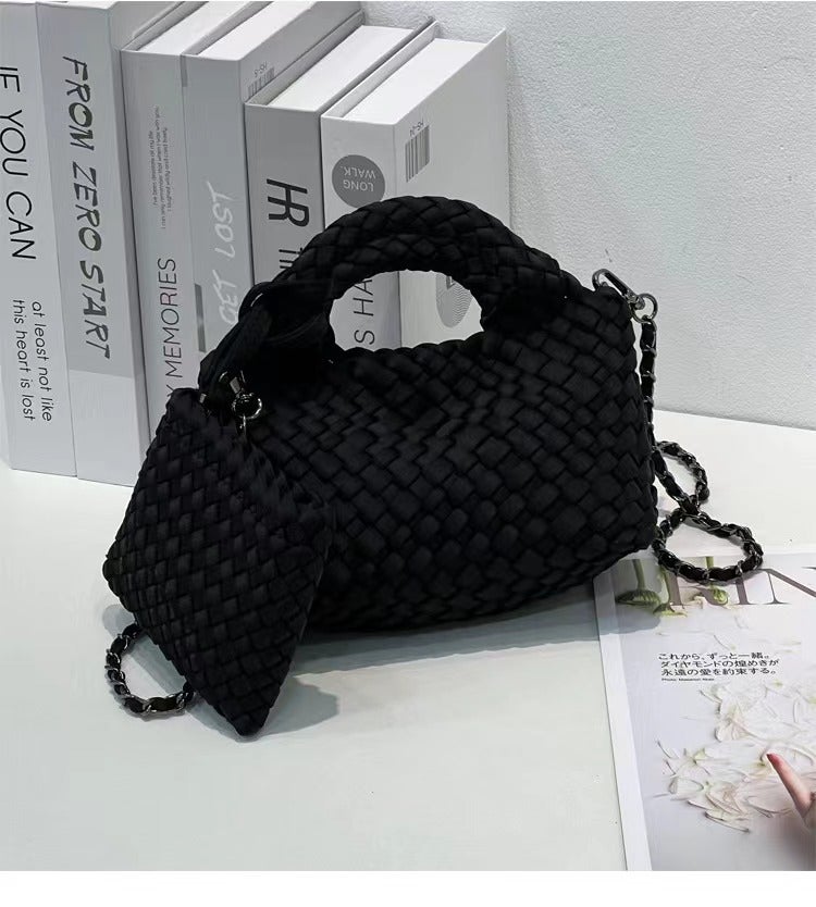 2023 New High-Grade Nylon Cloth Hand-Woven Bag Portable Chain Small Bag Messenger Bag Mini Vegetable Basket Bag - Image 1