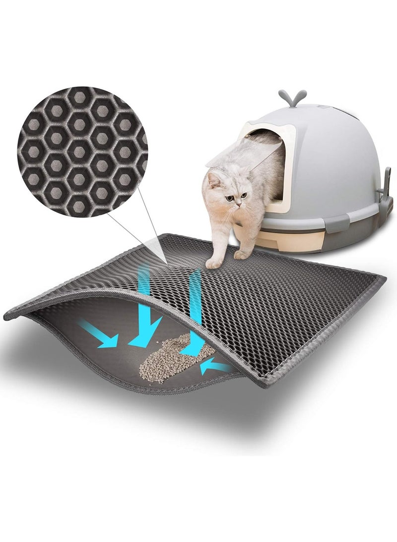 general Cat Litter Mat Double Layer Waterproof Urine Proof Trapping Mat 1 Pack (Gray, 24x15 Inch - Image 1