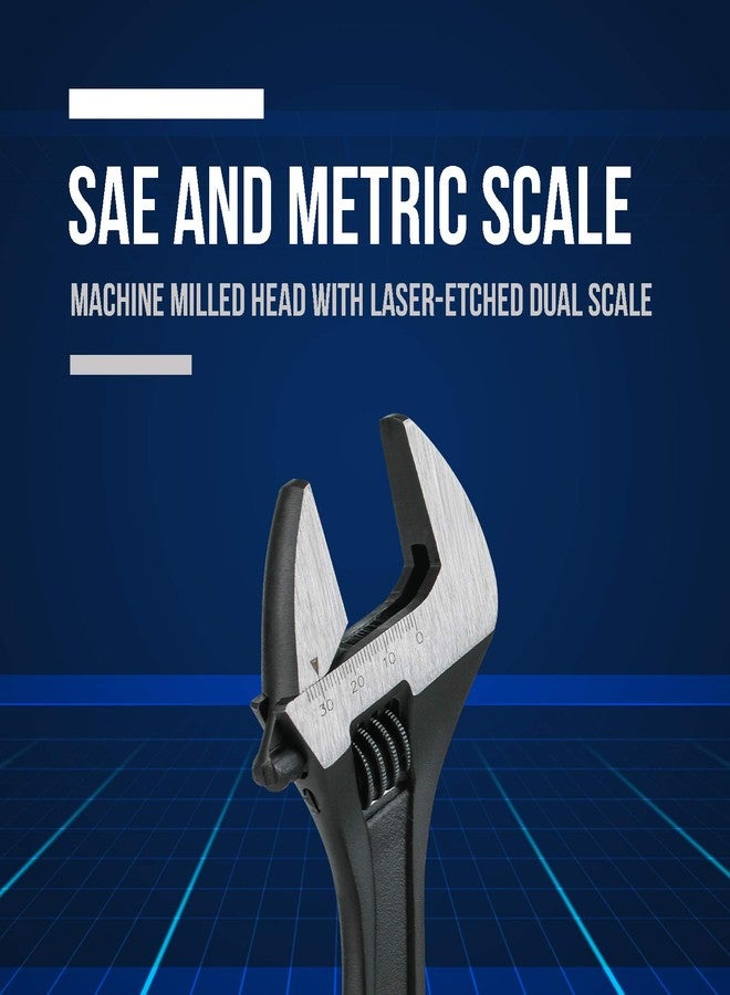 Lichamp مجموعة مفاتيح ربط CR-V قابلة للتعديل من Lichamp، مكونة من 4 قطع، مصنوعة من فولاذ الكروم الفاناديوم المطروق بدرجة صناعية، بلمسة نهائية من أكسيد أسود، بفك عريض، مقاسات 6، 8، 10، 12 بوصة - Image 4