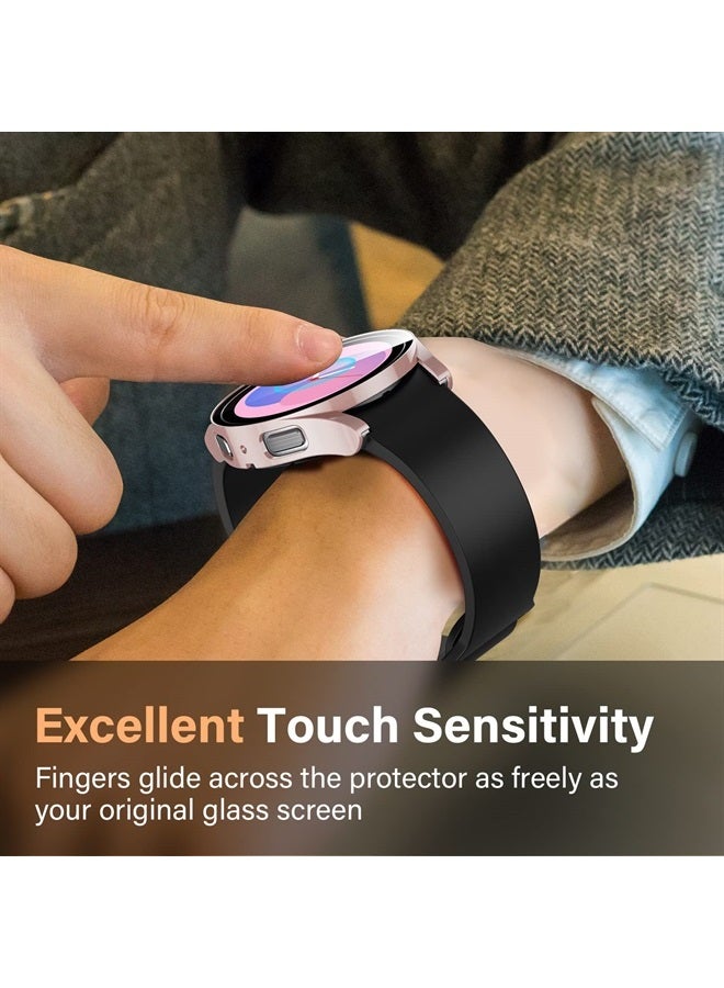 Amizee 2 Pack Screen Protector Case Compatible with Samsung Galaxy Watch 5/Galaxy Watch 4 Case 44mm, with Built-in Screen Protector Hard PC Ultra Thin Anti-Scratch Protective Cover (Rose Gold/Clear) - Image 3
