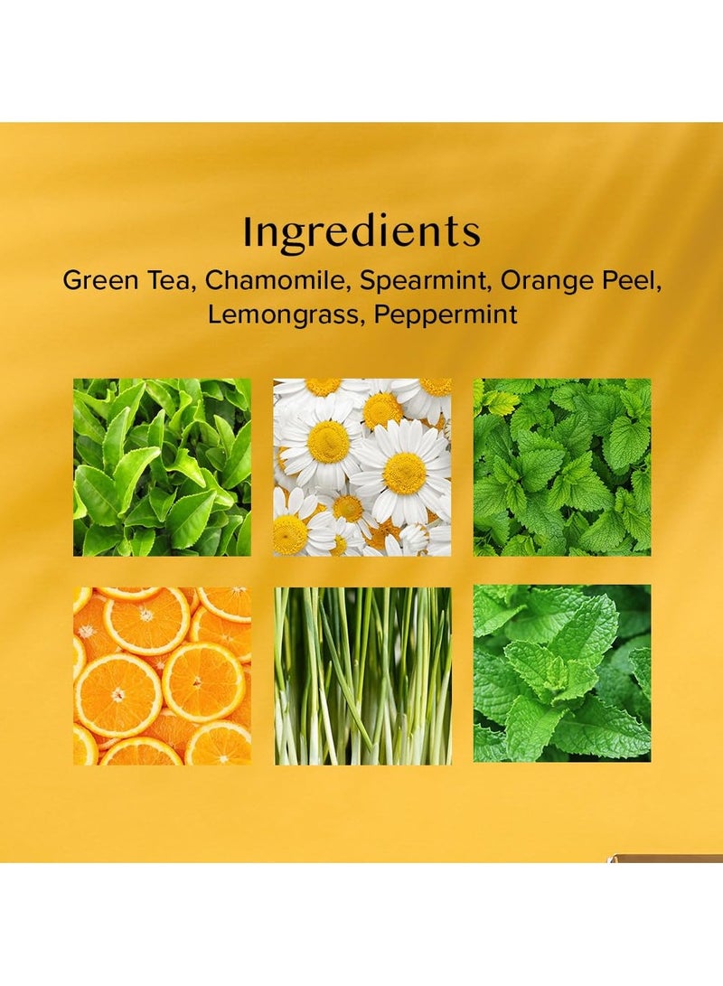 فادام شاي أخضر بالبابونج بالنعناع والحمضيات 15 كيس شاي أخضر منخفض الكافيين حلو وزهري مغلف بشكل فردي - Image 3