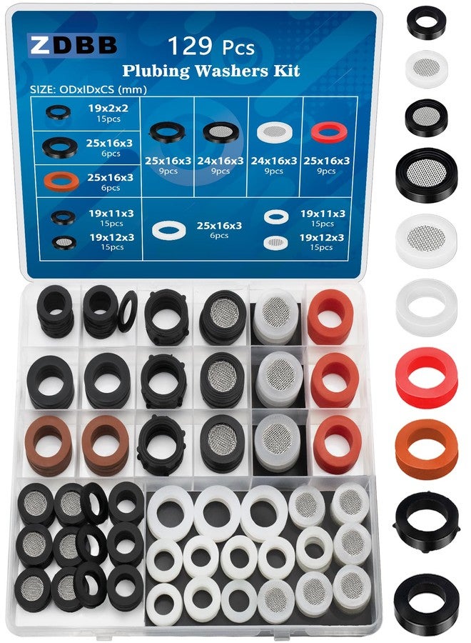 ZDBB TWCC (125 PCS Rubber Silicone Belt Filter) - 125 PCS Garden Hose Washers Shower Head Gaskets with Screen Filter,Silicone Rubber Washer for 3/4,1.3cm Water Fittings Plumbing Shower Hose Splitter Was... - Image 1