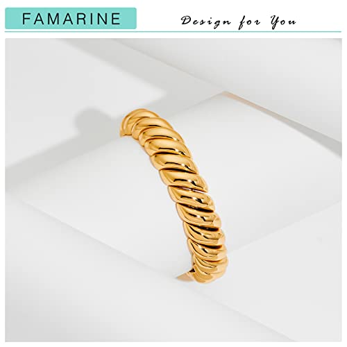 FAMARINE 14K Gold Plated Chunky Bangle Bracelet, Stretchable Elastic Bracelet for Women Men - Image 5