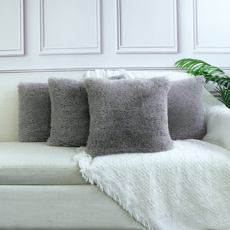 Sea Soft Lion Velvet Throw Pillow Case Cushion Cover Fashion Home Decorative Pillowcase 4pack Grey