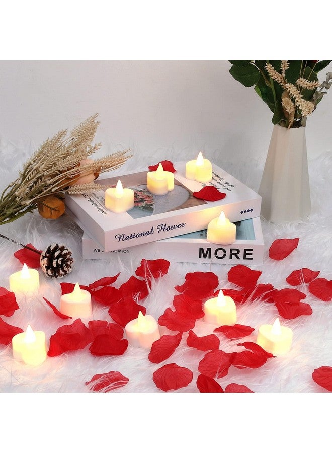 Childom Red Rose Petals Set, 1000 Pieces Artificial Rose Petals with 24 Pieces LED Tea Lights Candles,Rose Petals for Romantic Night for Her set, Proposal Decorations for Women, Wedding, Bedroom, Anniversary - Image 5