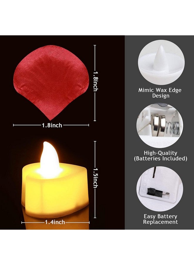 Childom Red Rose Petals Set, 1000 Pieces Artificial Rose Petals with 24 Pieces LED Tea Lights Candles,Rose Petals for Romantic Night for Her set, Proposal Decorations for Women, Wedding, Bedroom, Anniversary - Image 2