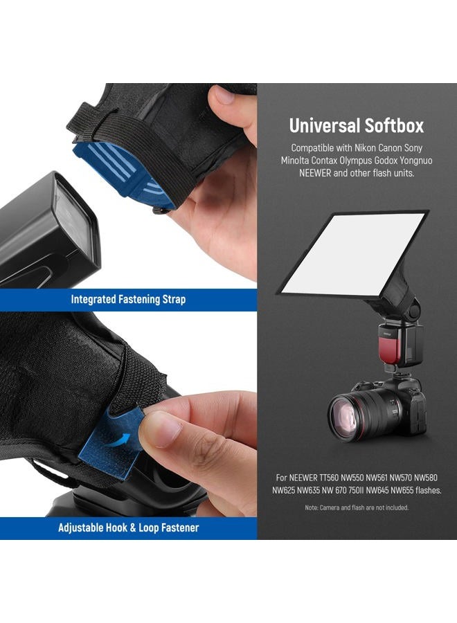 Neewer Flash Diffuser Light Softbox 9" x 7", Universal, Collapsible with Storage Pouch Compatible with Canon Nikon Sony Godox Yongnuo NEEWER speedlight - Image 5