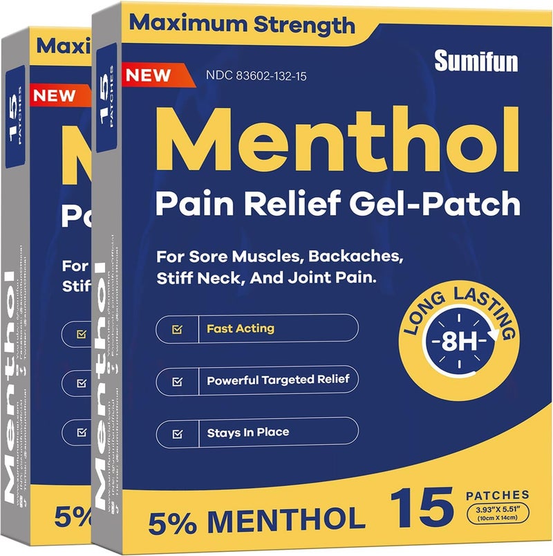 Sumifun Medicated Cold Hot Patches  30 Count 5 Menthol Extra Strength Pain Relief Patches Powerful Targeted Relief for Simple Backaches Joint Pain Stiff Neck Muscle Sore - Image 1