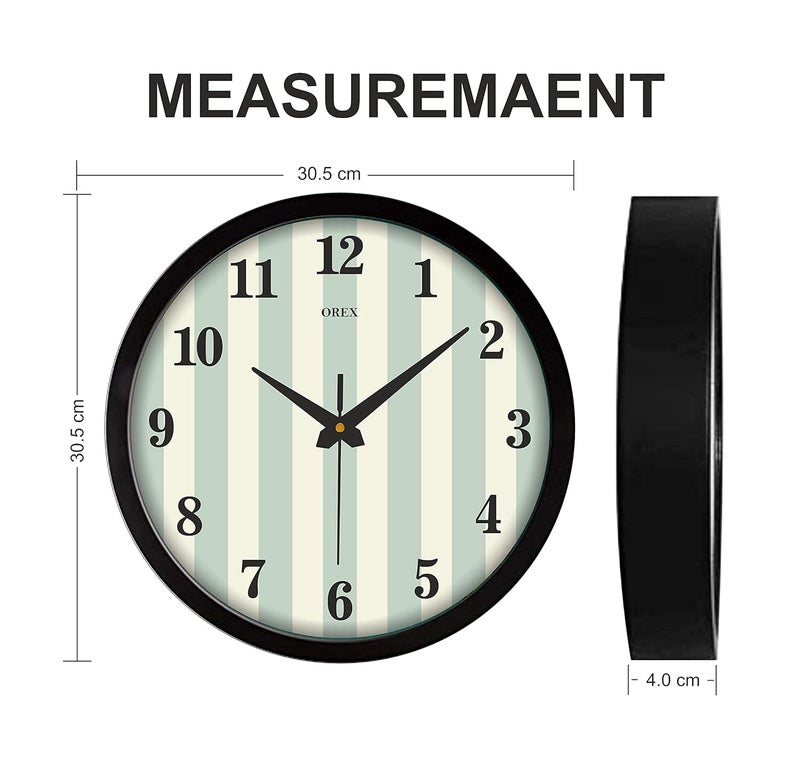 OREX OREX 12 Inch Plastic Quartz Wall Clock for Home | Living Room | Bedroom | Office | Kids Room | Shop or Any Other Courner of Your Loving Hosue with Black Ring Wall Clock- 45a  - Image 3