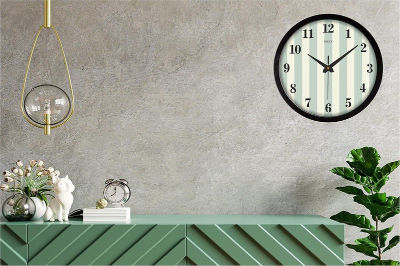 OREX OREX 12 Inch Plastic Quartz Wall Clock for Home | Living Room | Bedroom | Office | Kids Room | Shop or Any Other Courner of Your Loving Hosue with Black Ring Wall Clock- 45a  - Image 4