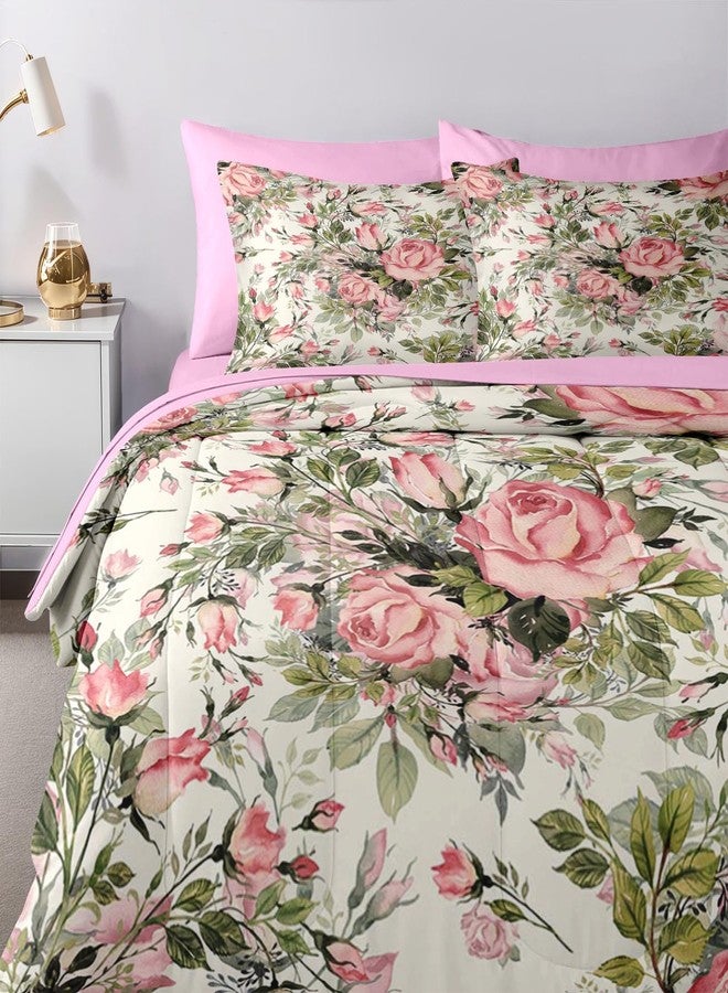 Nesker 7 Pcs Comforter Set Queen Size, Shabby Chic Vintage Summer Bedding Set for Kids and Adults, Rose Herbs Flower Sheets Bed Sheet Sets with Fitted Sheet 2 Pillowcases & 2 Shams - Image 5