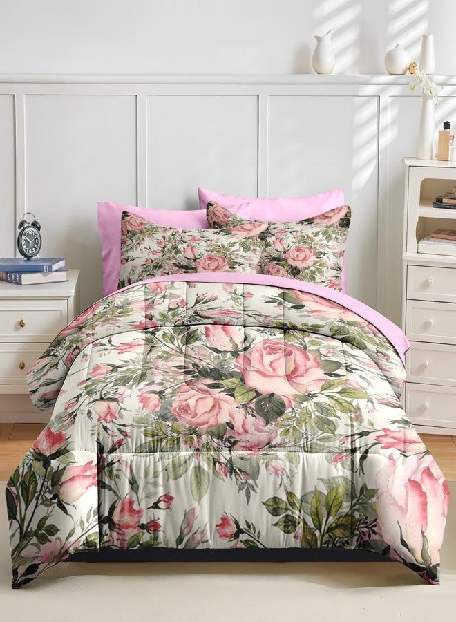 Nesker 7 Pcs Comforter Set Queen Size, Shabby Chic Vintage Summer Bedding Set for Kids and Adults, Rose Herbs Flower Sheets Bed Sheet Sets with Fitted Sheet 2 Pillowcases & 2 Shams - Image 2