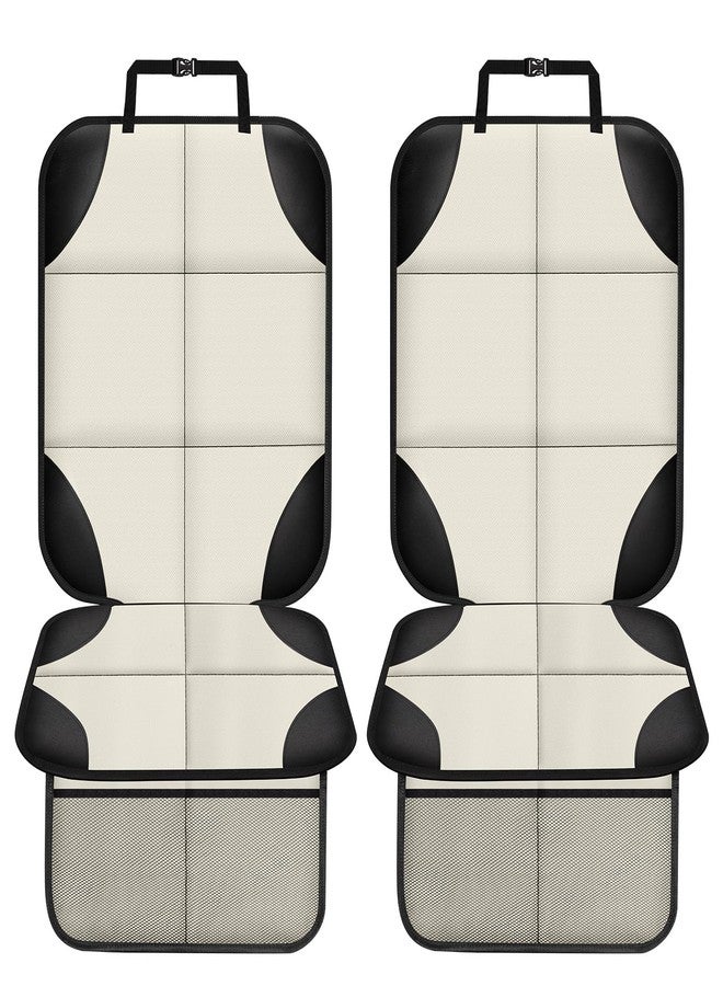 XHYANG Car Seat Protector 1 Pack Car Seat Cushion Mat Thickest Padding,Waterproof 600D Fabric Car Seat Covers for Non-Slip Backing Mesh Pockets for Baby and Pet (Beige, 2 Pcs) - Image 2