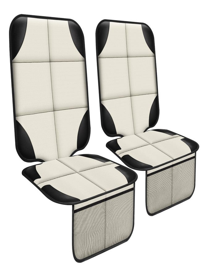 XHYANG Car Seat Protector 1 Pack Car Seat Cushion Mat Thickest Padding,Waterproof 600D Fabric Car Seat Covers for Non-Slip Backing Mesh Pockets for Baby and Pet (Beige, 2 Pcs) - Image 1