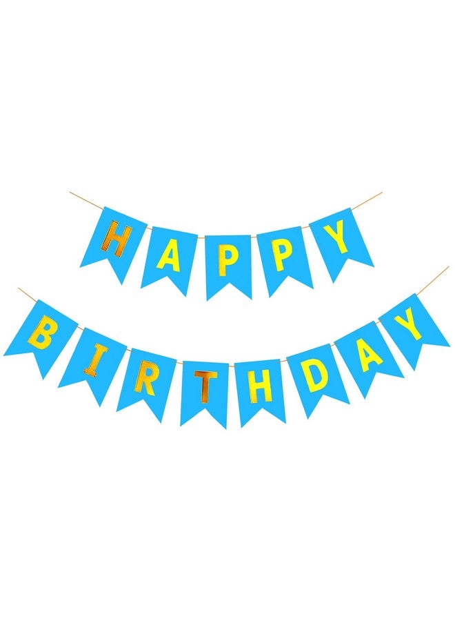 Propsicle Birthday Cardboard Blue Pack of 1 Fishtail Banner Party Decoration Item With Ribbon Boy Prince Theme Bunting - Image 1