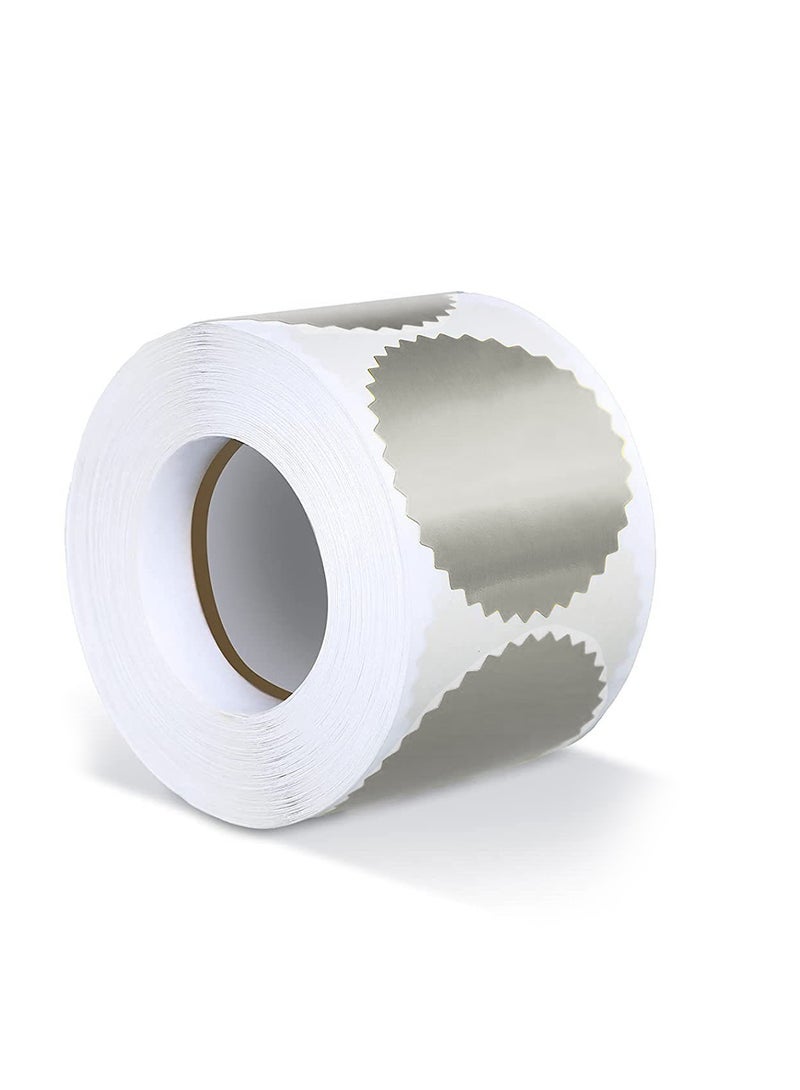 Steel Stamped Embossed Stickers, Multipurpose Self-Adhesive Label Paper for Office Business Barcode DIY Logo (Silver) - Image 1