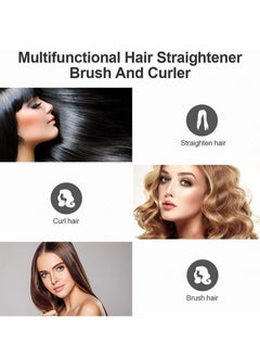 Y&D Hair Straightener Brush, 3 in 1 Flat Iron and Curler, Smart Anti-Perm Brush Tourmaline Ceramic for 12 Gears Temperature Setting(Gray)  - Image 2