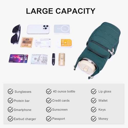 Lexiyat Water Bottle Bag 40 oz Crossbody Bag Insulated Carrier Purse Holder for Walking Hiking with Adjustable Strap Green - Image 4