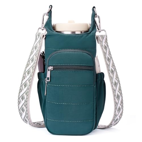 Lexiyat Water Bottle Bag 40 oz Crossbody Bag Insulated Carrier Purse Holder for Walking Hiking with Adjustable Strap Green - Image 1