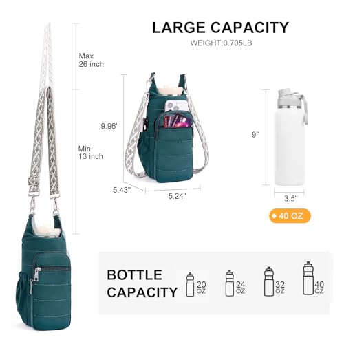 Lexiyat Water Bottle Bag 40 oz Crossbody Bag Insulated Carrier Purse Holder for Walking Hiking with Adjustable Strap Green - Image 5